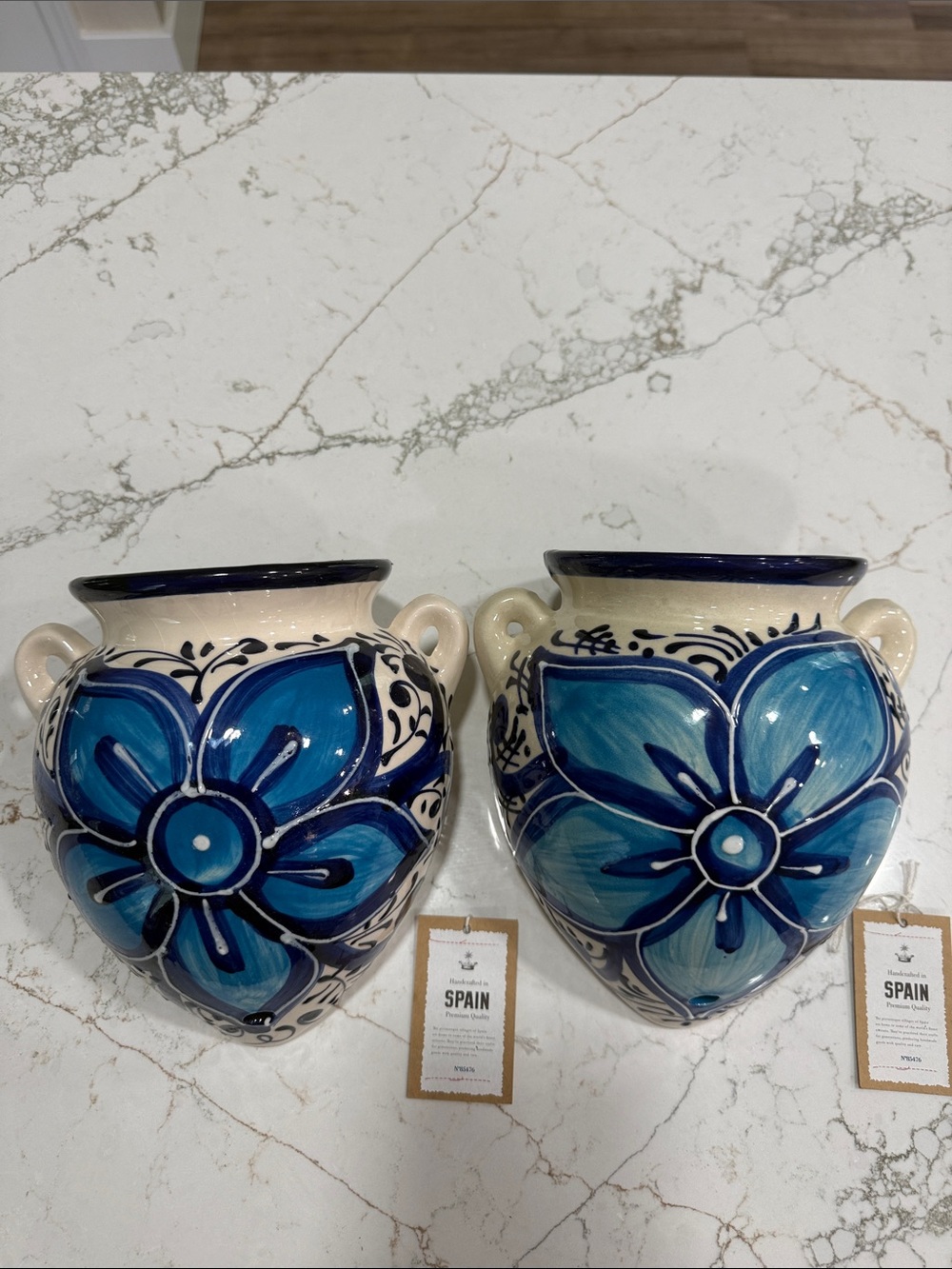 Handcrafted Spanish Blue Floral Ceramic Wall Decor. - Picture 4 of 11